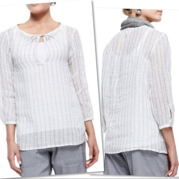 Eileen Fisher Window Pane Linen Top - Summer SALE! - Picture 4 of 6